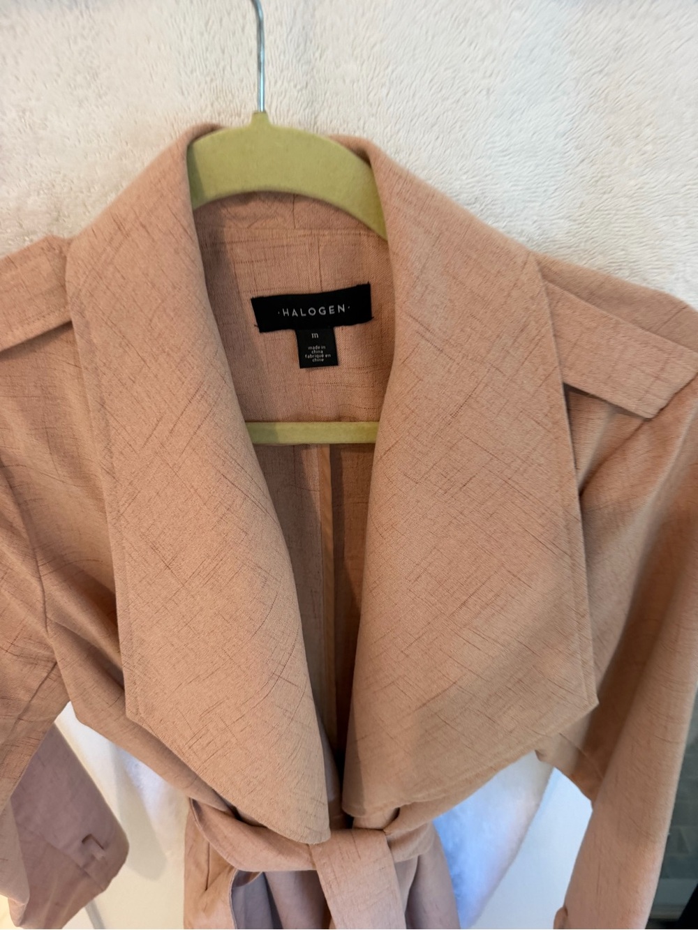 Light Cream/Blush Cooor Tie-Waist Trench Coat (M) by Halogen - Picture 4 of 9